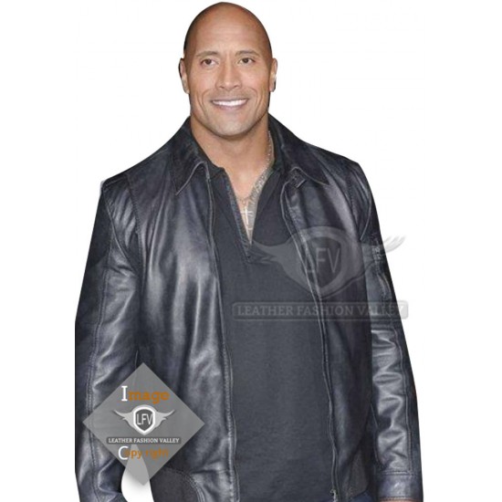 Faster The Rock Dwayne Johnson Black Leather Jacket