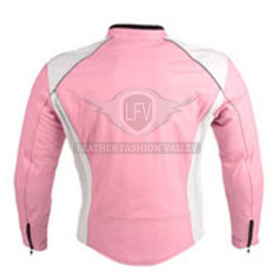 Trendy Fashion Pink/White Leather Jacket