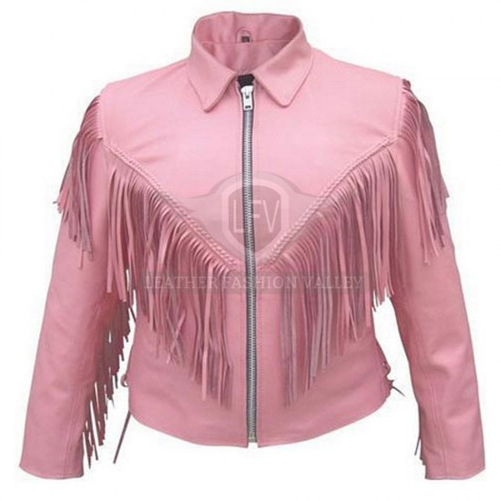 Stylish Pink Biker Western Leather Jacket