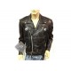 Black Western Style Motorcycle Safety Leather Jacket 