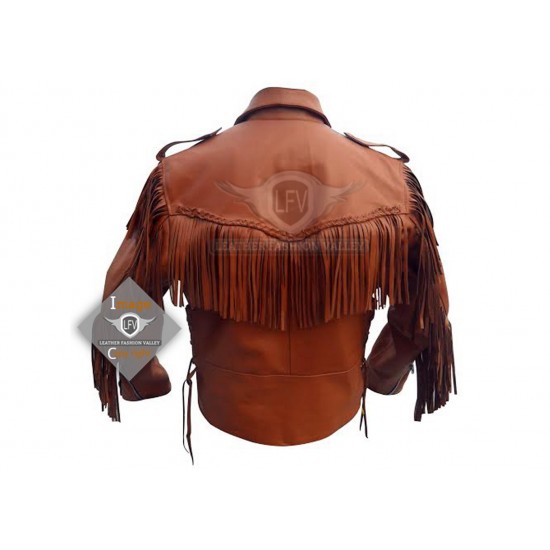 Brown Western Cowboy Fashion Leather Jacket