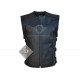 Mens Silm Motorbike Black Leather Vest Jacket