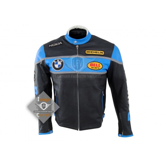 Men Motorbike Gear BMW And Nokia Leather Jacket