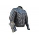 Men Motorbike Gear Silver Design Leather Jacket