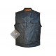 Mens Motorbike Black Leather Vest Jacket