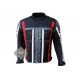 Textile Motorbike Men Black With Multi Color Contrast Leather Jackets A