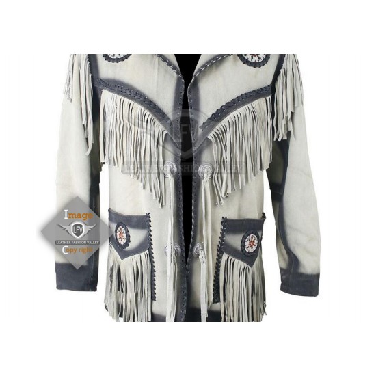 White Western Cowboy Fashion Leather Jacket