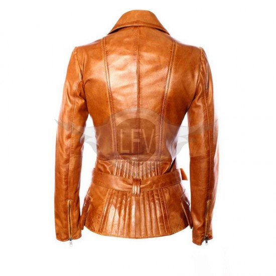 Women's Feminine Washed Vintage Leather Jacket