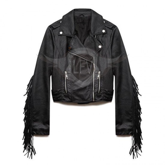 Women Black Western Motorbike Leather Jacket