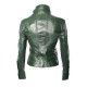 Ladies Green Rock Style Biker Leather Jacket