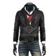 Men Black Slim Fit Bomer Leather Jacket