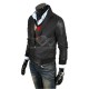 Men Black Slim Fit Bomer Leather Jacket