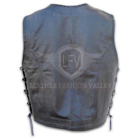 Men's Black Western Leather Vest