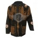 Mens Leather Western Jacket With Fringe, Bone & Beads