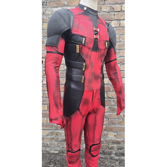 Deadpool 3 suit screen printed fabric suit and accessories 