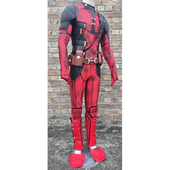 Deadpool 3 suit screen printed fabric suit and accessories 