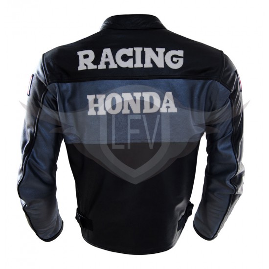 Men's Honda Motorbike Black Leather Jacket